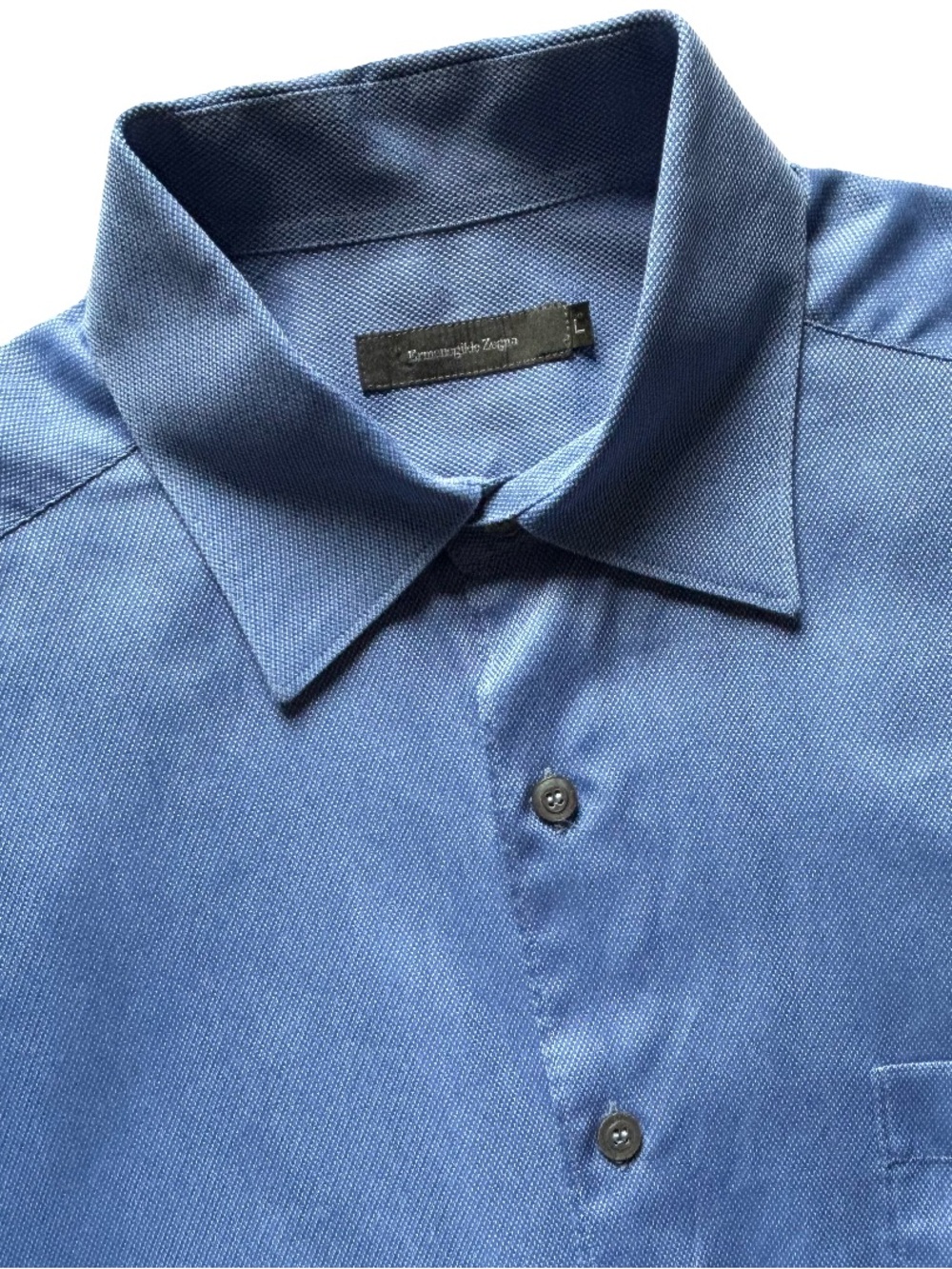 Ermenegildo Zegna Blue Chambray Button Up Long Sleeve Dress Shirt Large